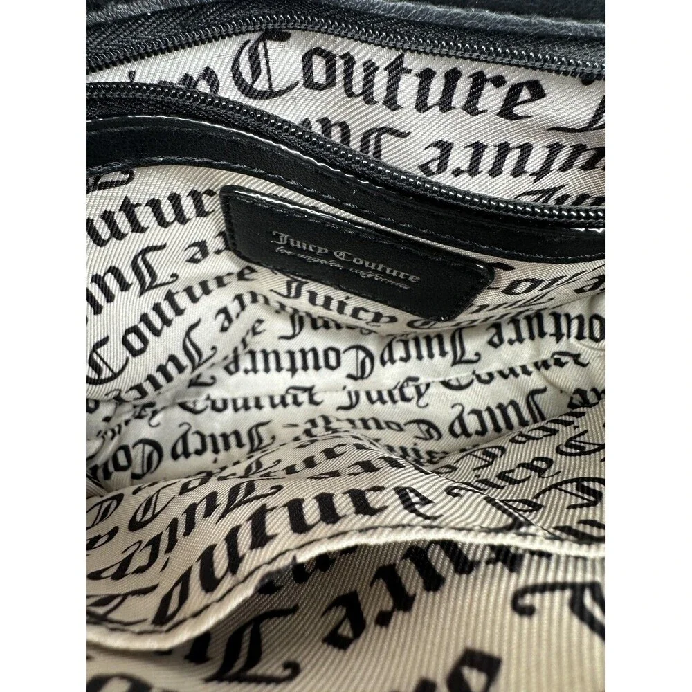 Juicy Couture Shoulder Bag Womens Small Black Faux Leather Studded Chain Strap